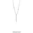 Elsie Oval Crystal Drop Y-shaped Necklace Silver
