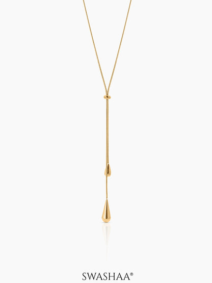 Elvara Teardrop Y-Shaped Necklace 18K Gold Plated