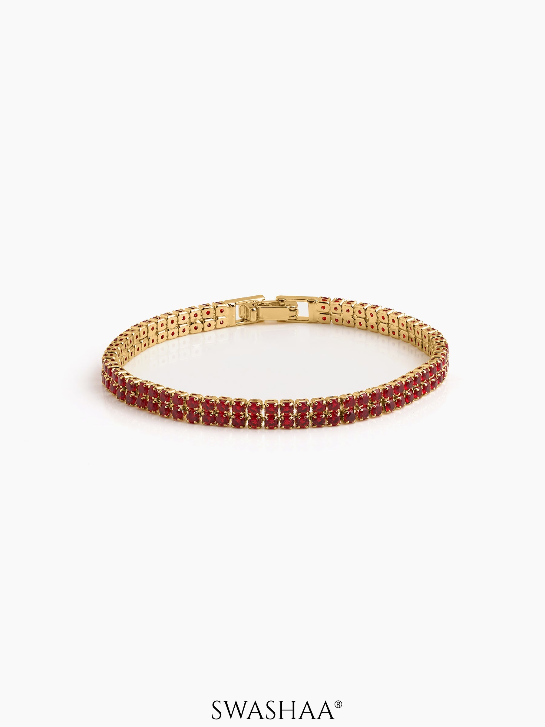 Elvra Diamond Tennis Women's Bracelet Red - 18K Gold Plated