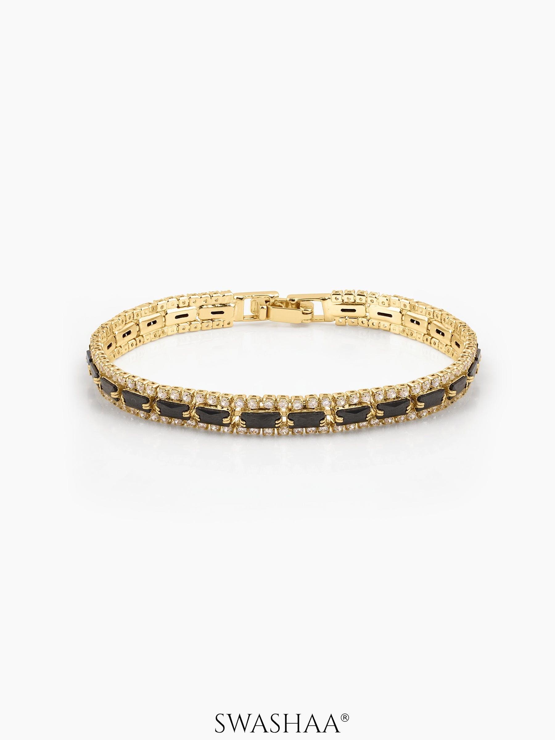 Elzira Diamond Tennis Bracelet Black - 18K Gold Plated