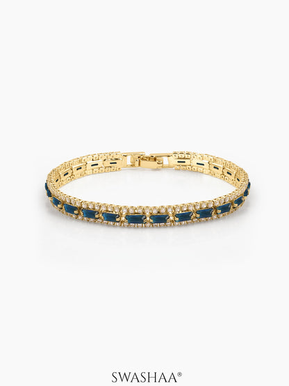 Elzira Diamond Tennis Bracelet Blue - 18K Gold Plated