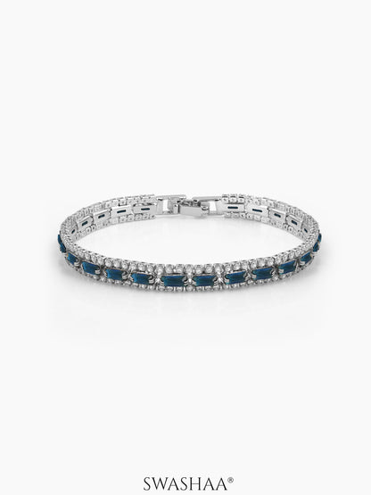 Elzira Diamond Tennis Bracelet Blue - Silver