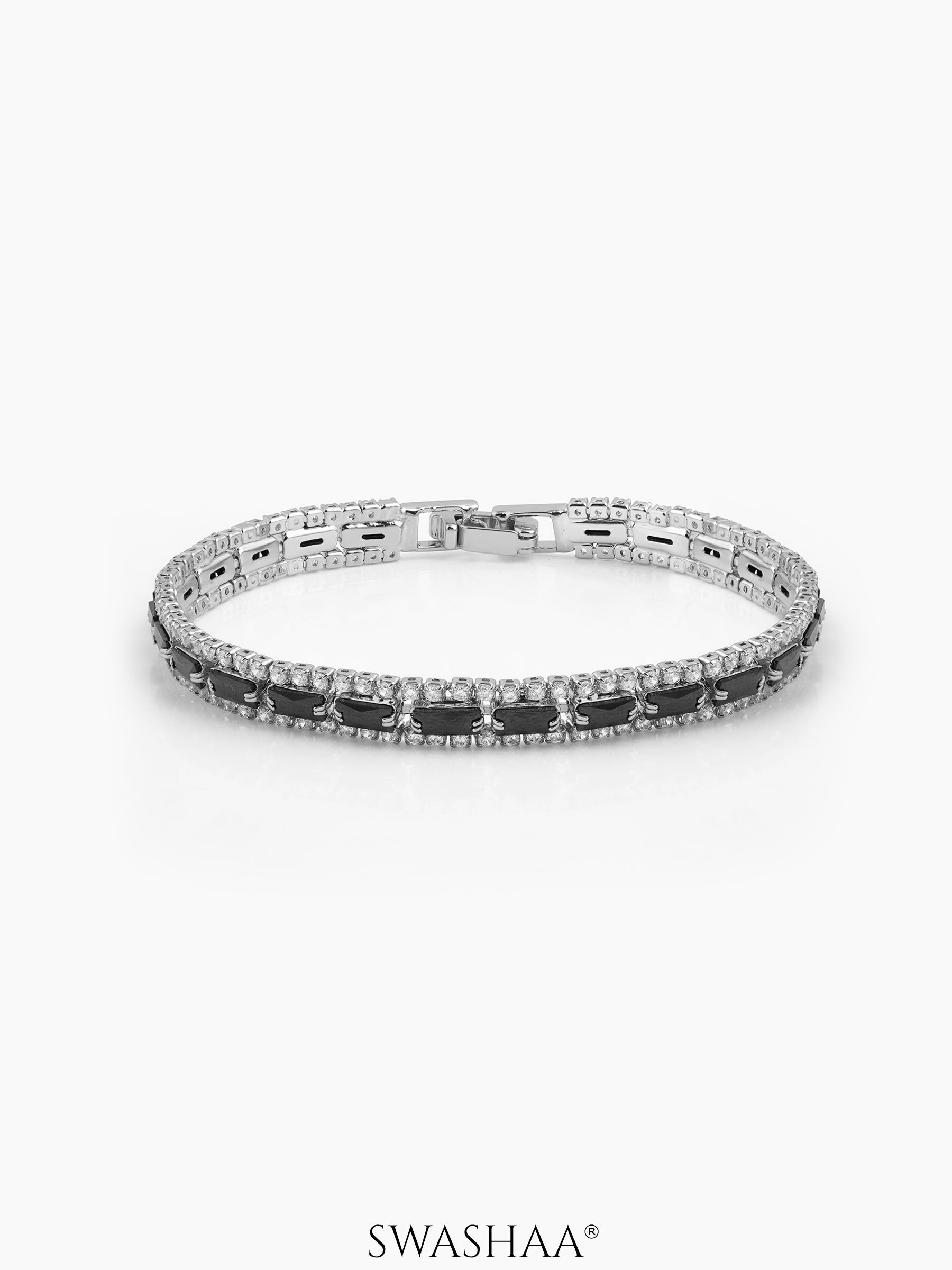 Elzira Diamond Tennis Bracelet Black - Silver