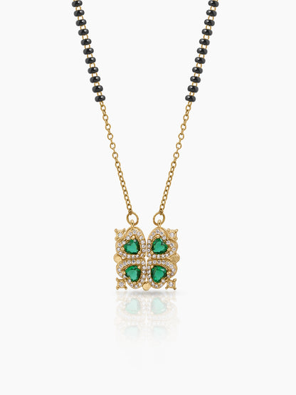 Emerald Shiny 18K Gold Plated Clover Mangalsutra