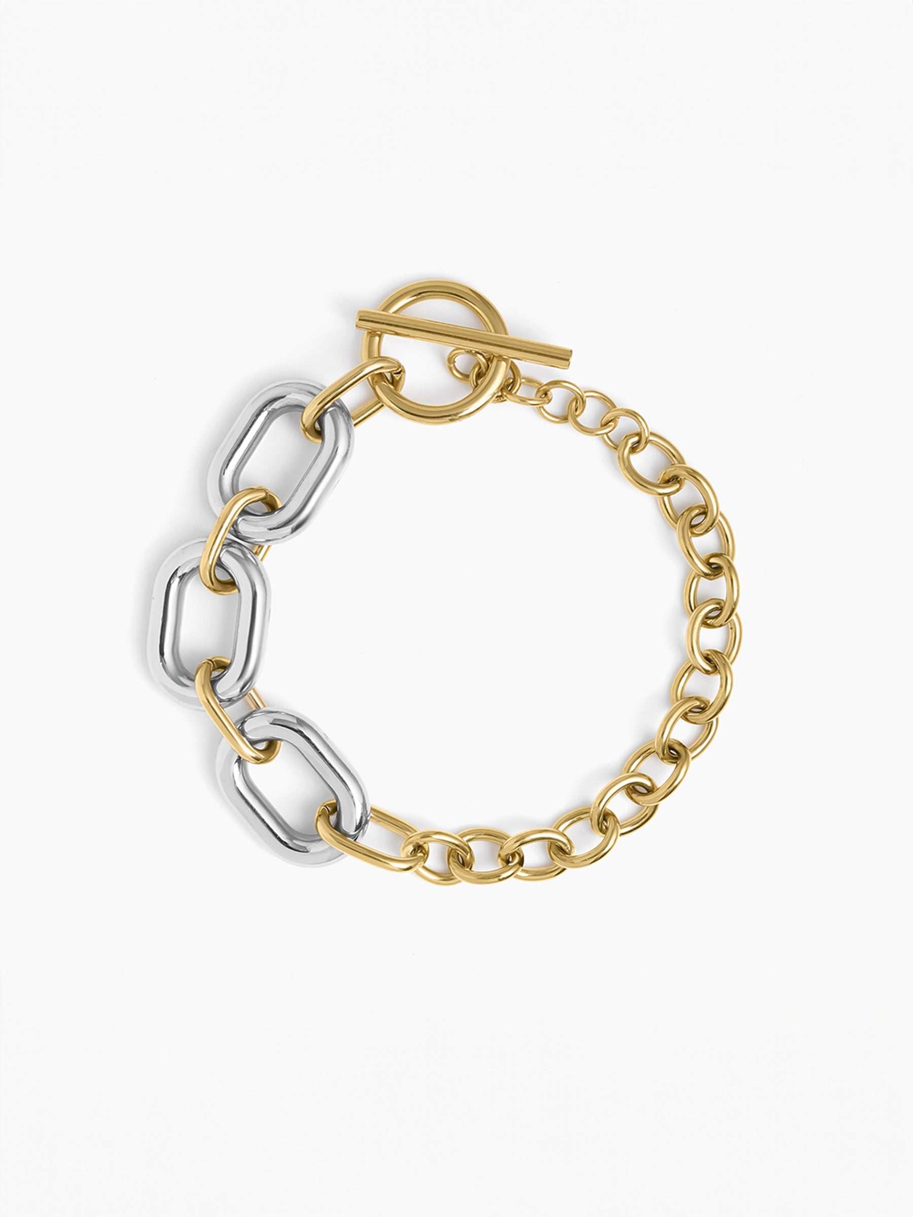 Erien Dual Tone 18K Gold Plated Link Bracelet Gold - Silver