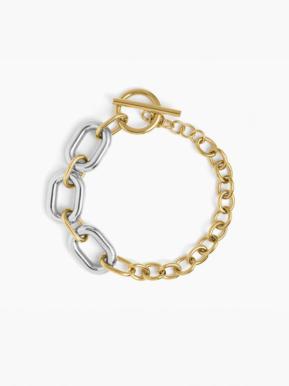 Erien Dual Tone 18K Gold Plated Link Bracelet Gold - Silver
