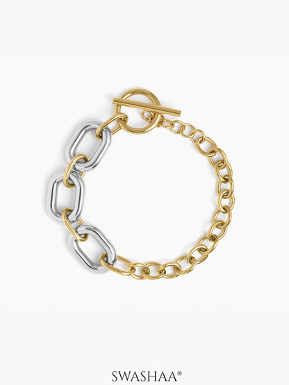 Erien Dual Tone Link Bracelet 18K Gold - Silver