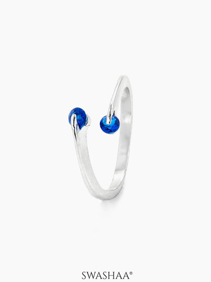 Evan Solitaire Ring Blue-Silver