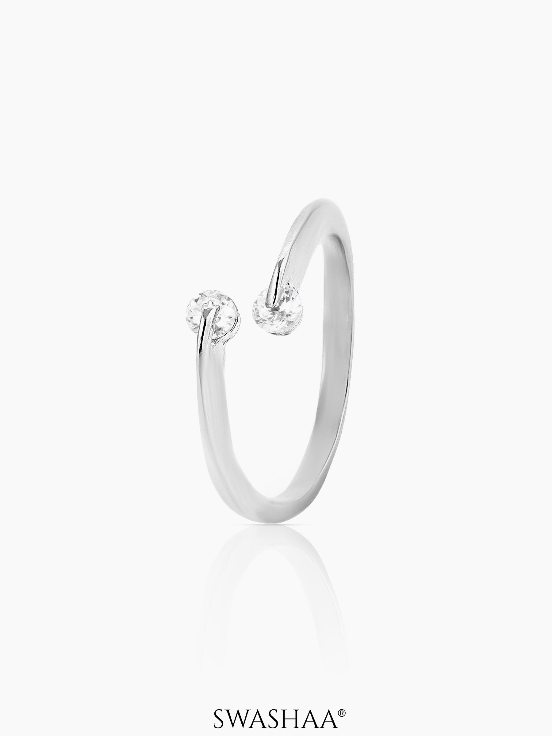 Evan Solitaire Ring White-Silver
