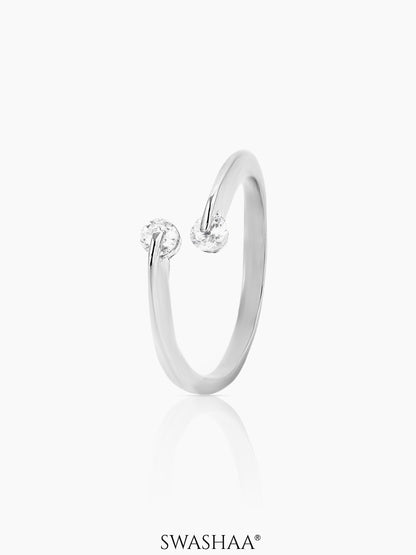 Evan Solitaire Ring White-Silver