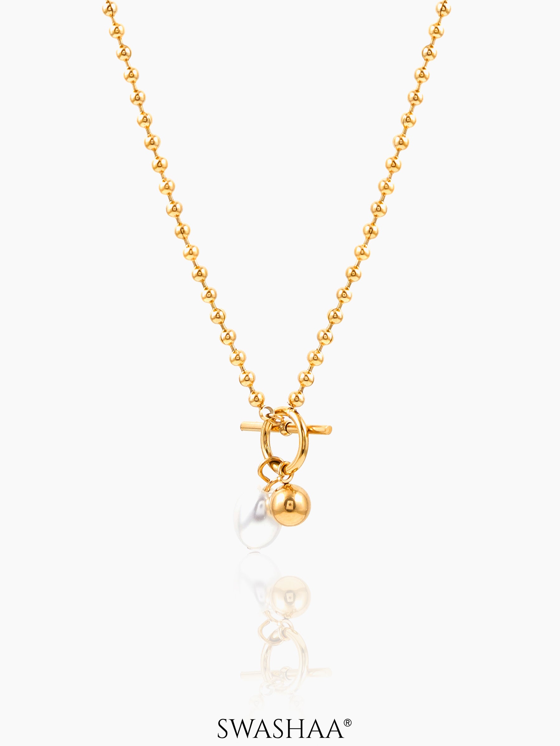 Evie Pearl 18K Gold Plated Necklace Gold
