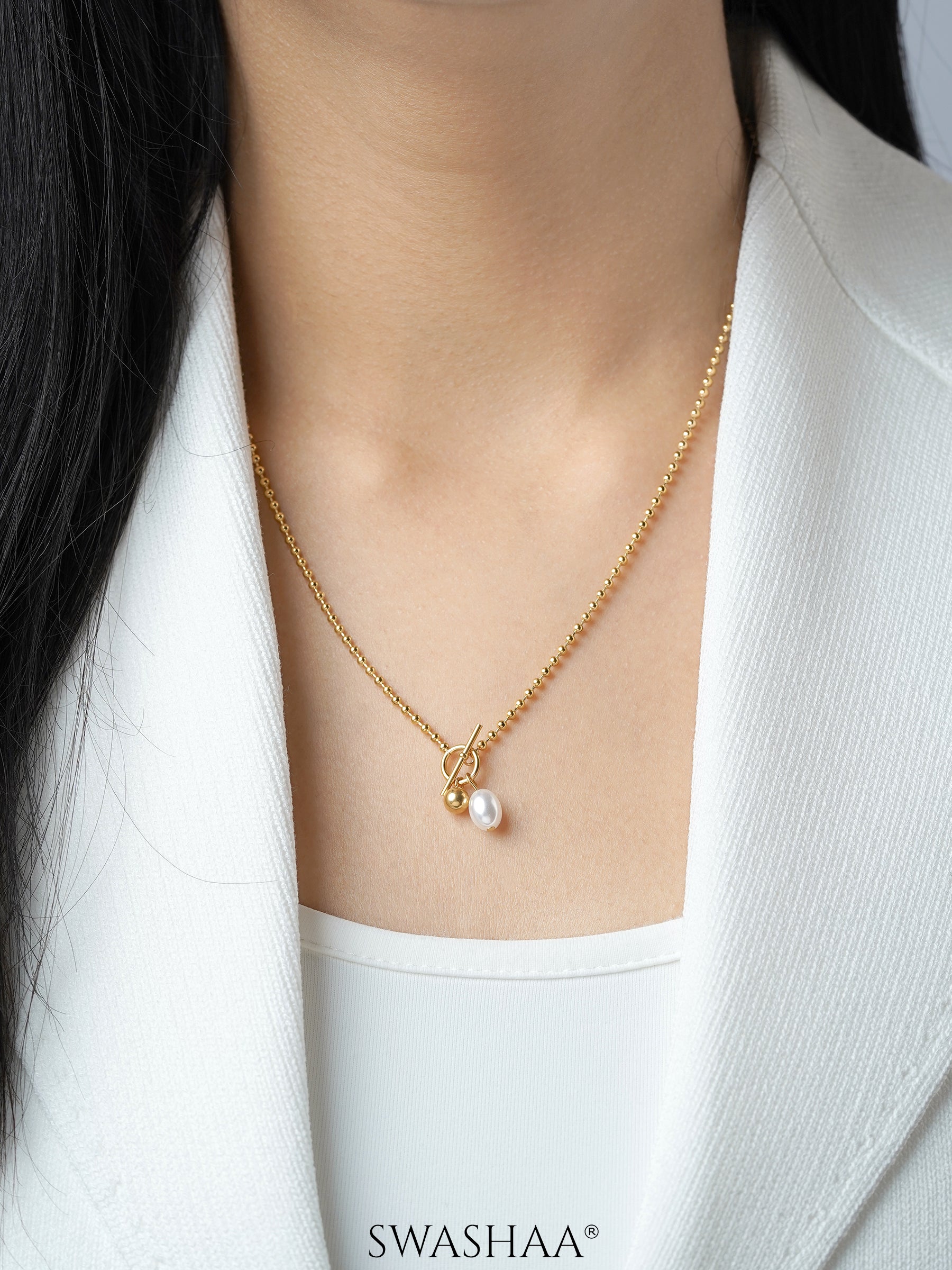 Evie Pearl 18K Gold Plated Necklace
