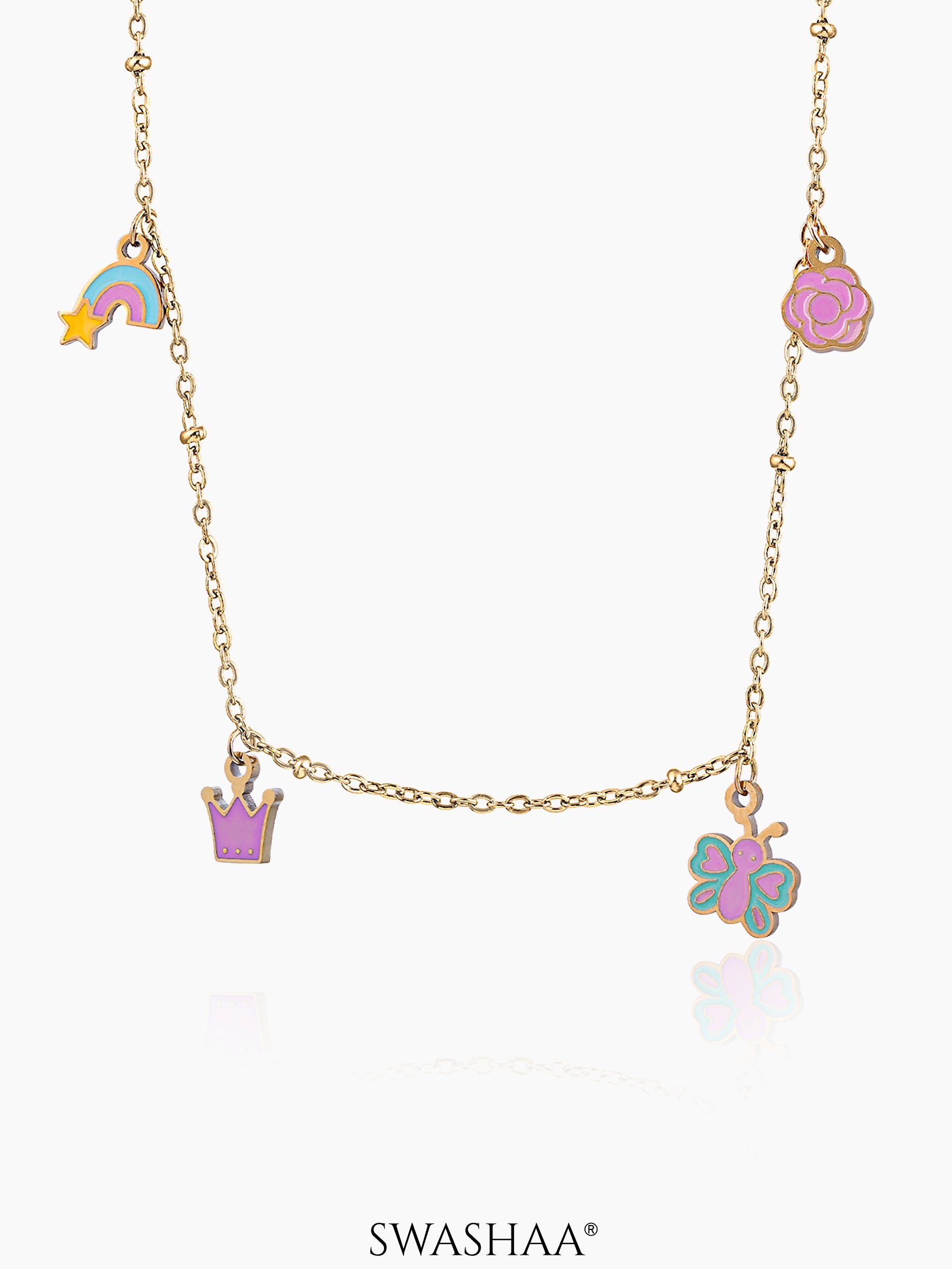 Fairy Tales Charms 18K Gold Plated Kid's Necklace Gold