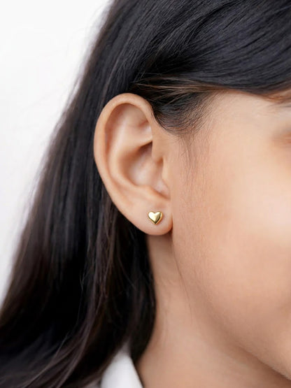 Feli Heart 18K Gold Plated Kid's Stud Earrings