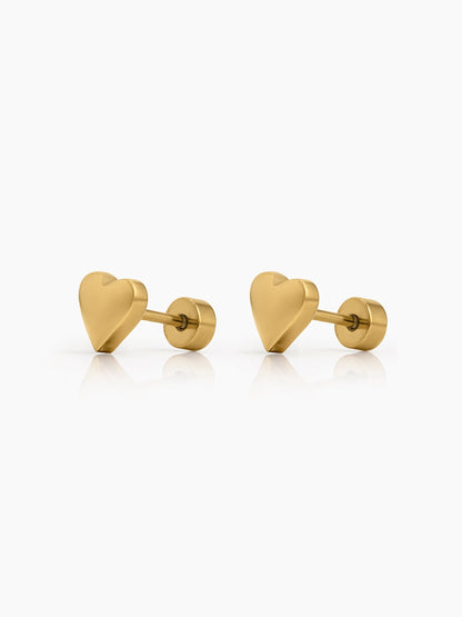 Feli Heart 18K Gold Plated Kid's Stud Earrings