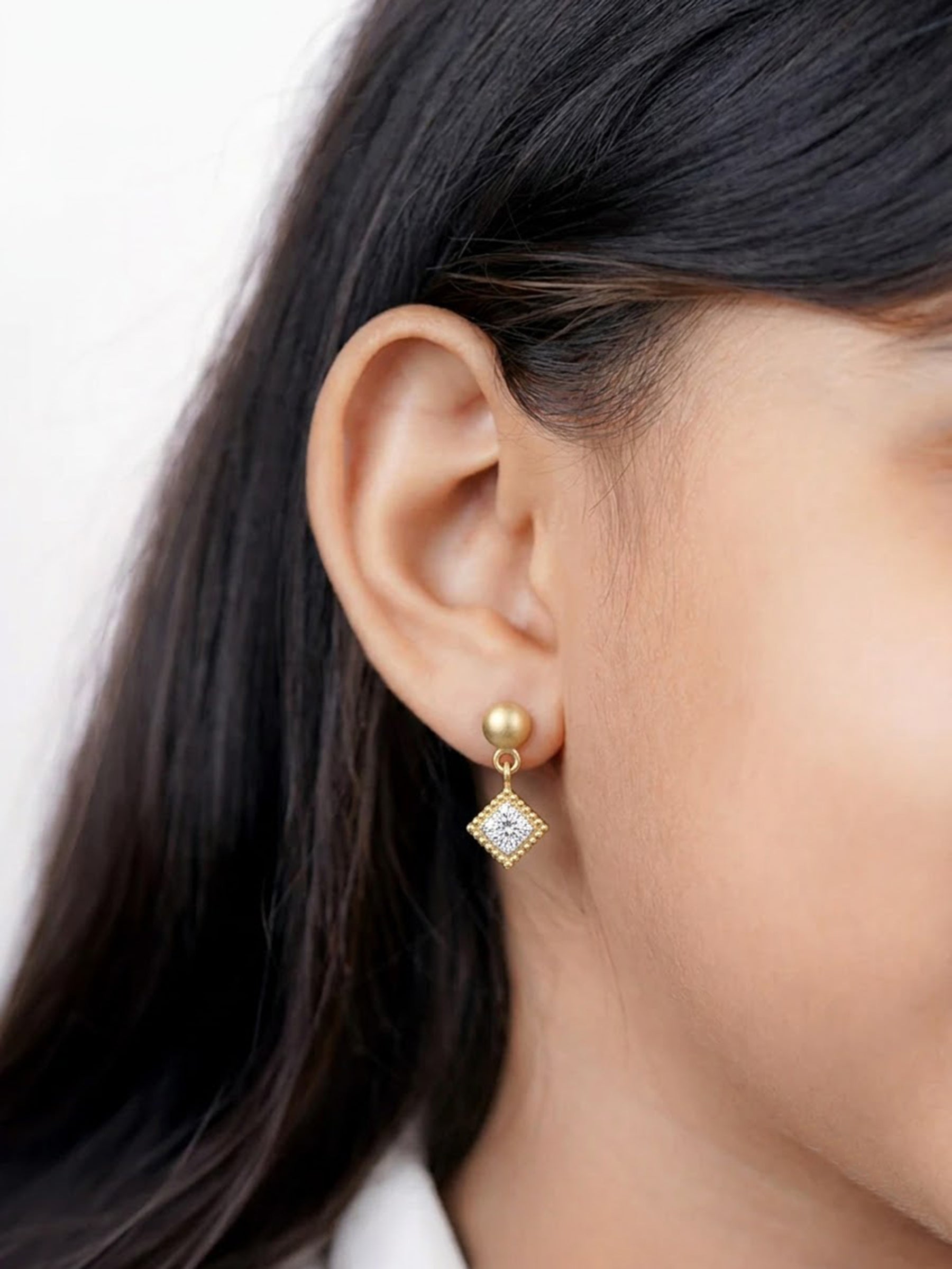 Fifi Diamond 18K Gold Plated Kid's Earrings