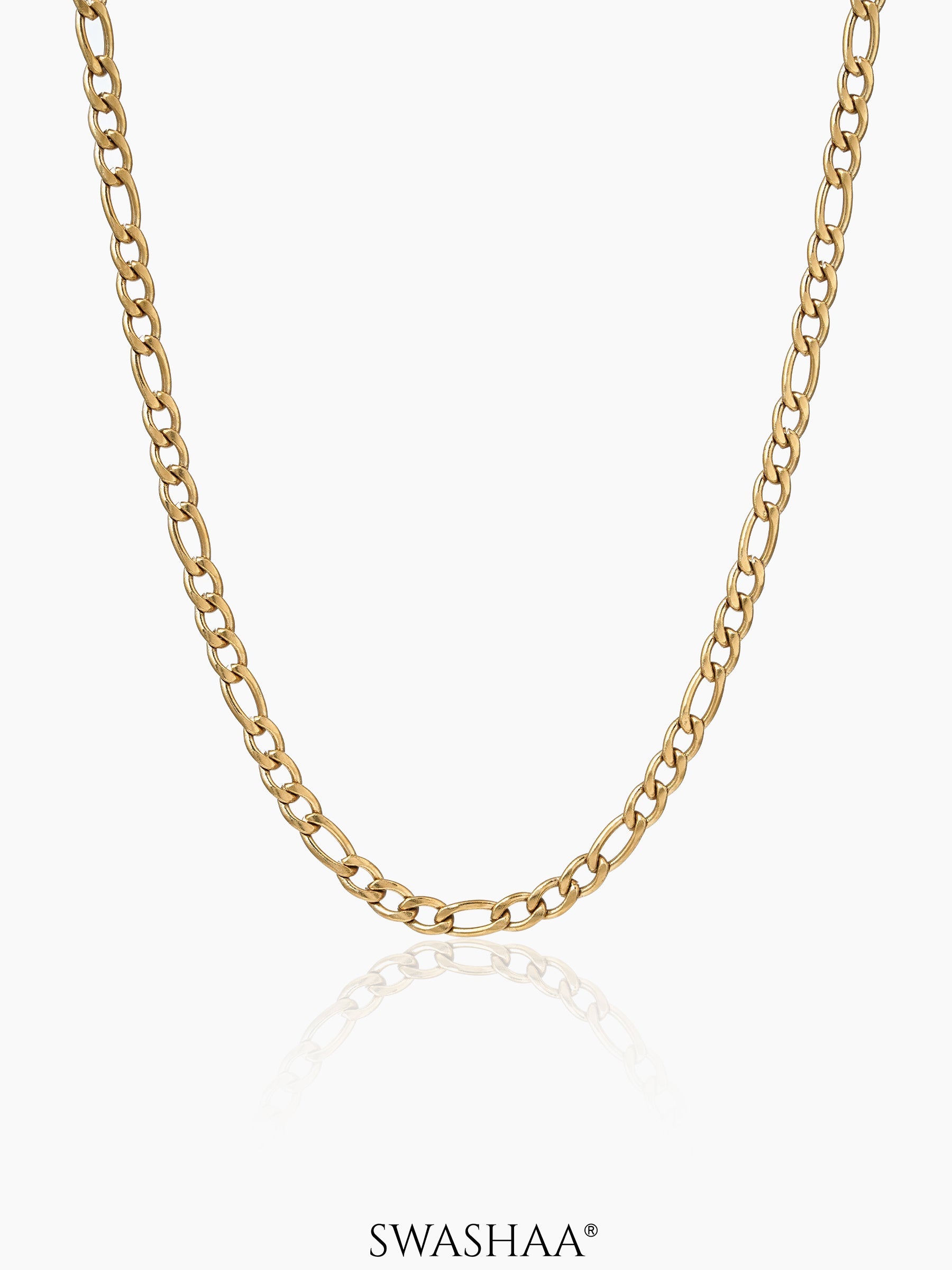 Figaro 3 MM Men's Chain 18K Gold Plated