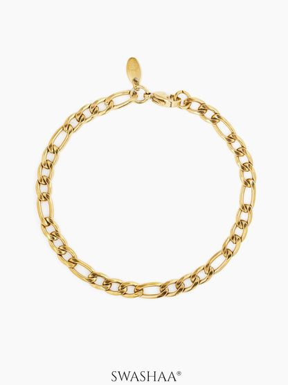 Figaro Chain 5 MM Men's Bracelet 18K Gold Plated
