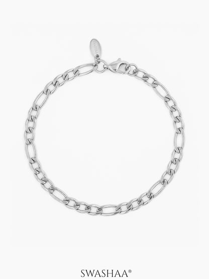 Figaro Chain 2MM Women's Bracelet Silver