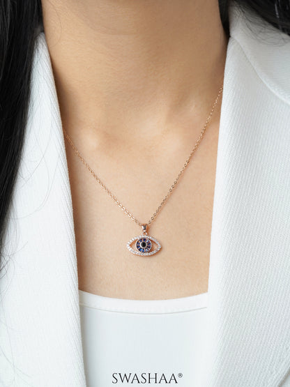 Fire & Ice Evil Eye Rosegold Plated Necklace