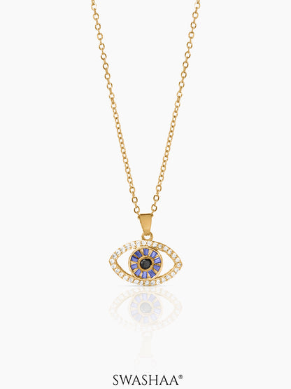 Fire & Ice Evil Eye Necklace 18K Gold Plated