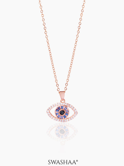Fire & Ice Evil Eye Rosegold Plated Necklace Rosegold