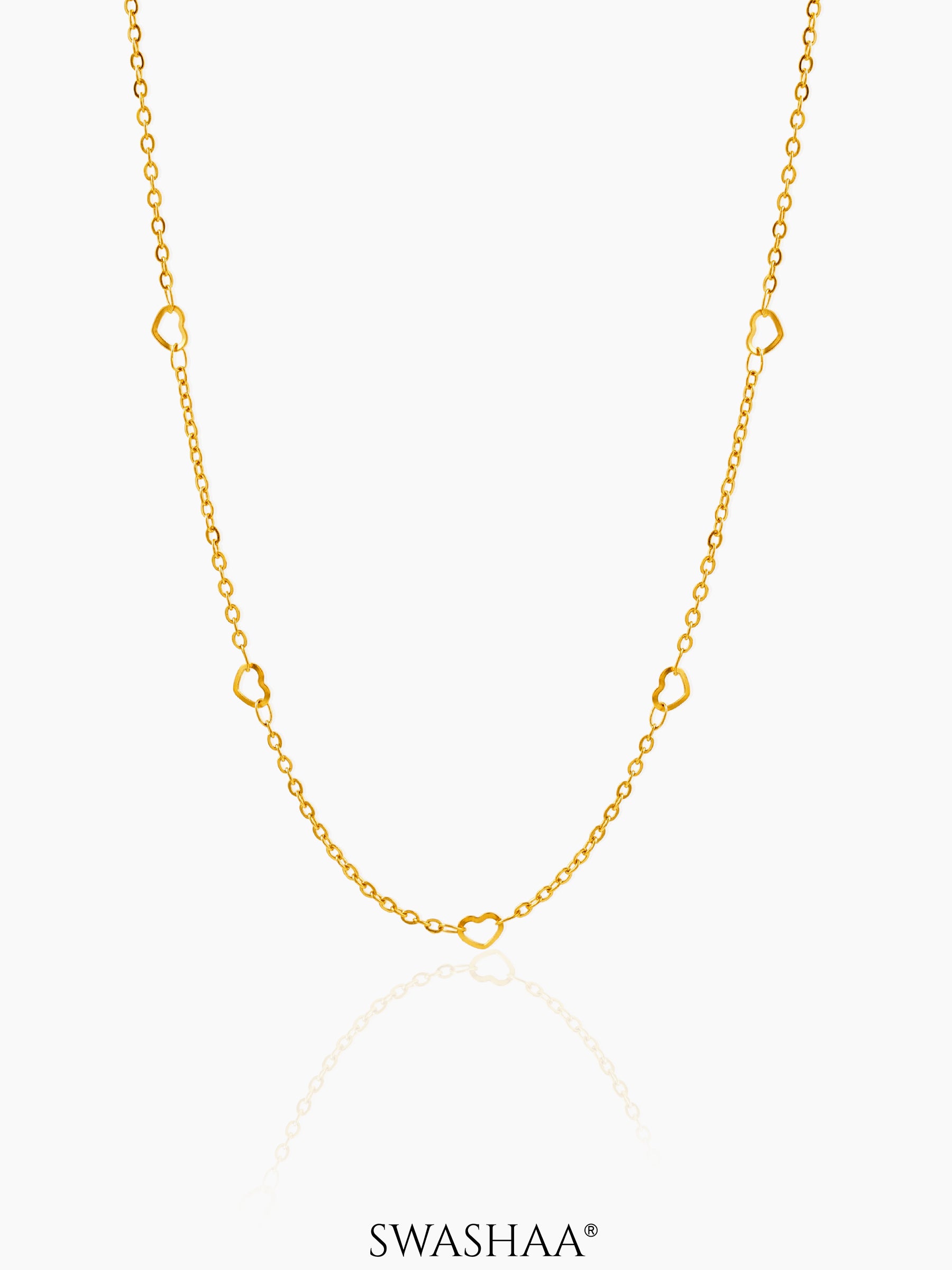 Flavia Heart 18K Gold Plated Women's Chain Gold