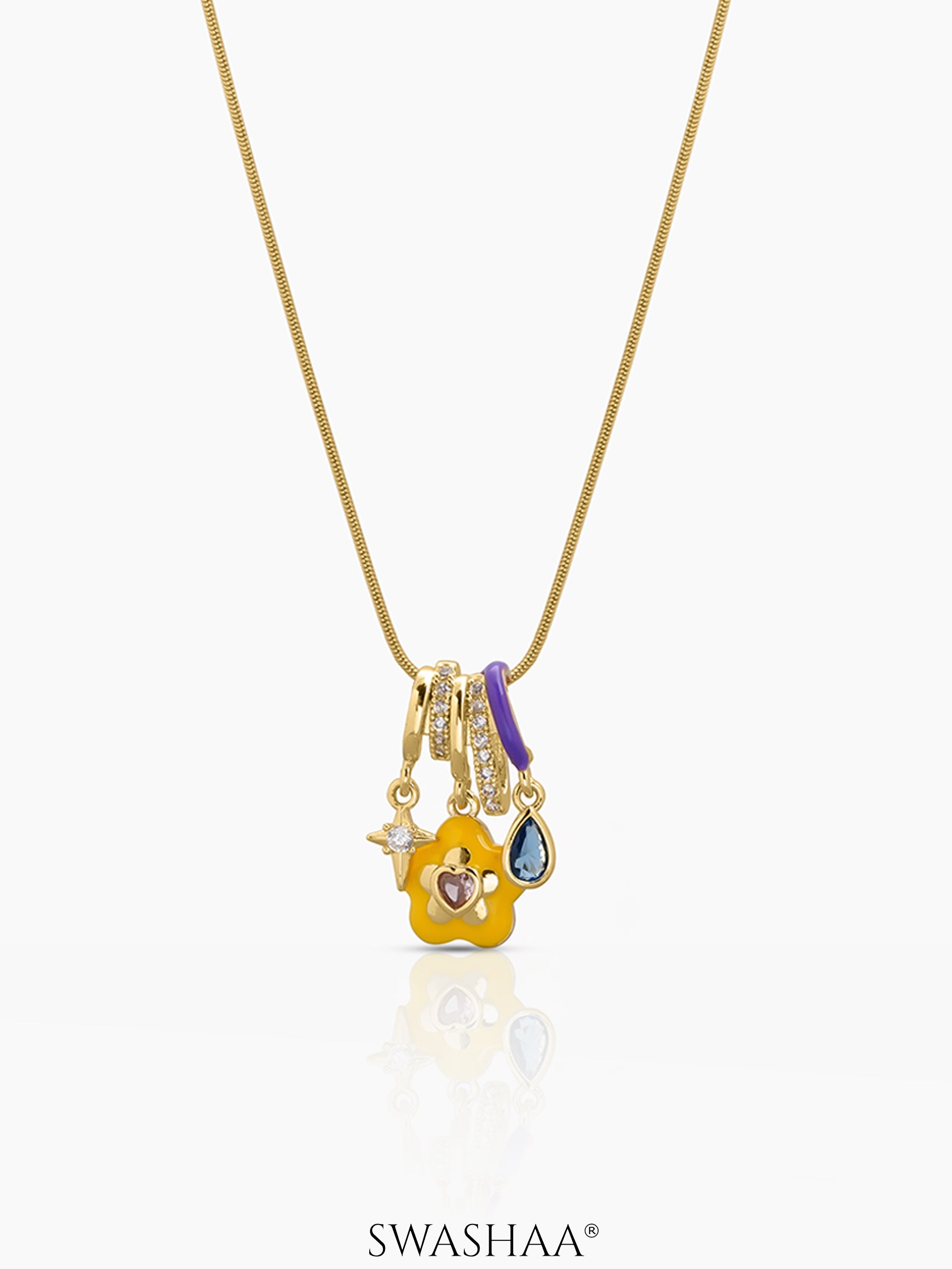 Flore Charms Necklace 18K Gold Plated