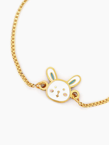 Fluffy Bunny 18K Gold Plated Kid's Bracelet