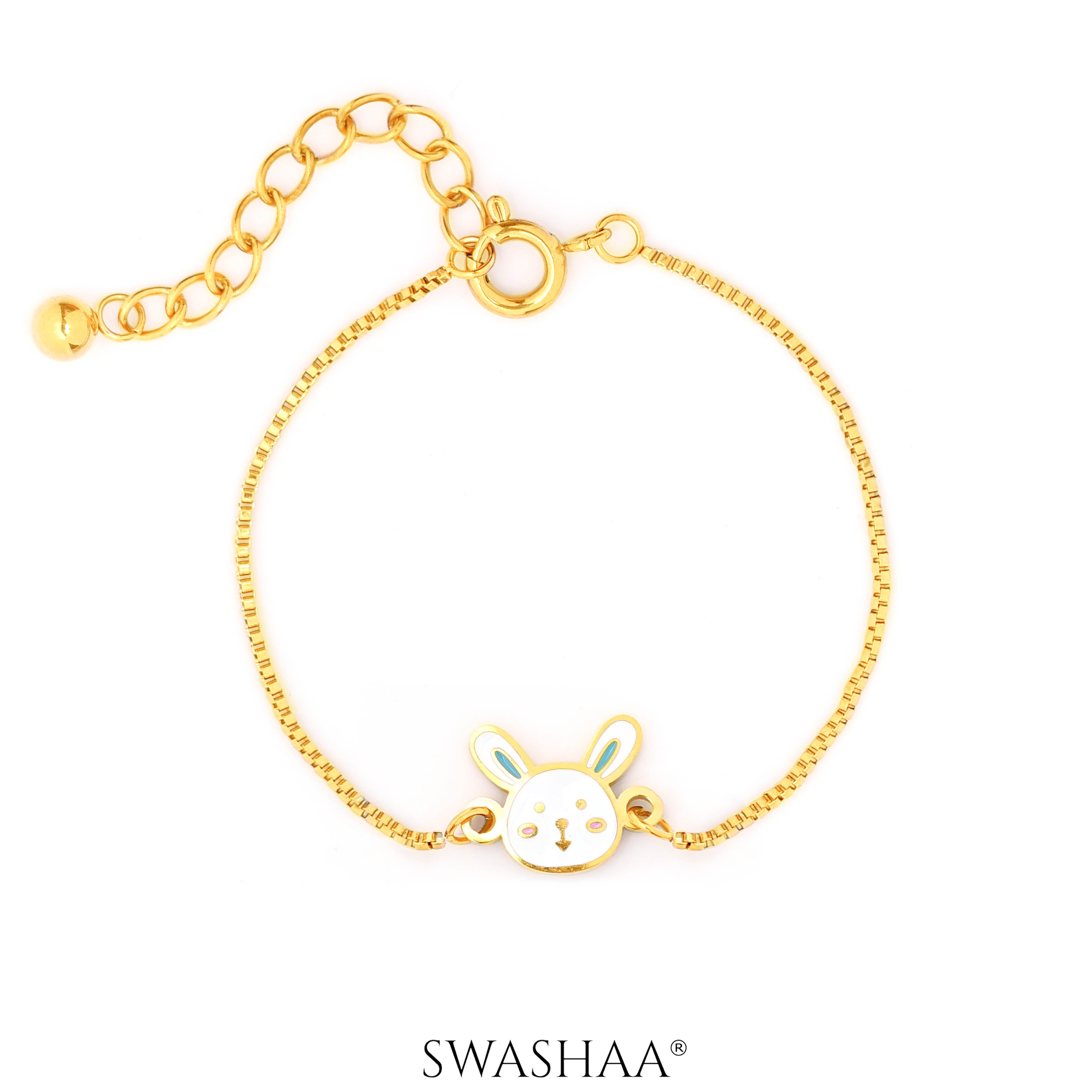 Fluffy Bunny 18K Gold Plated Kid's Bracelet Gold