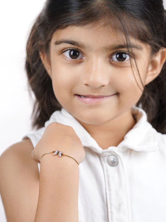 Flur Pink Butterfly Charm 18K Gold Plated Kid's Bracelet