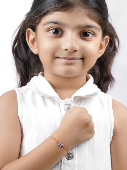 Flur Pink Butterfly Charm 18K Gold Plated Kid's Bracelet