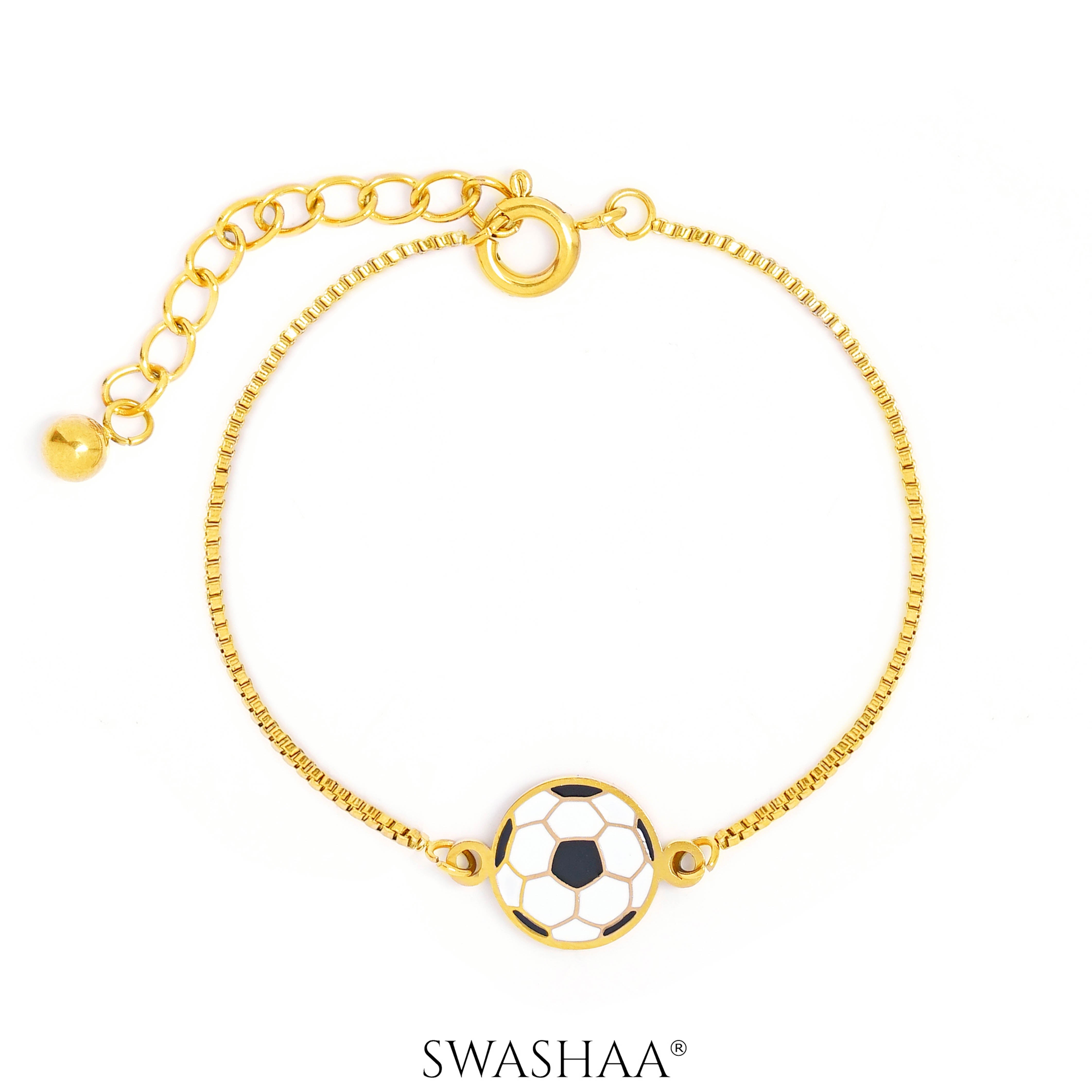 Football Charm 18K Gold Plated Kid's Bracelet Gold