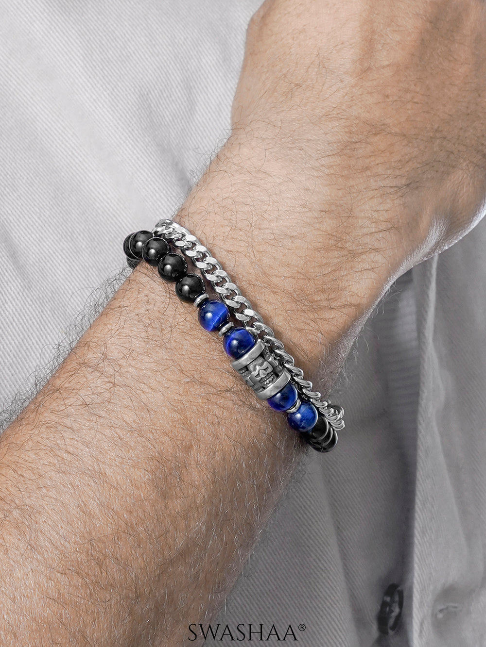 Ford Black Men's Beaded Bracelet
