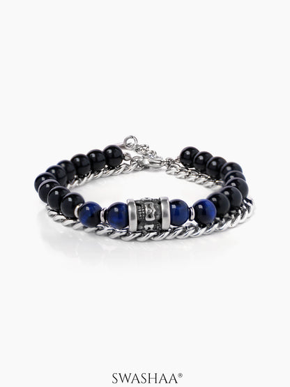 Ford Black Men's Beaded Bracelet Silver