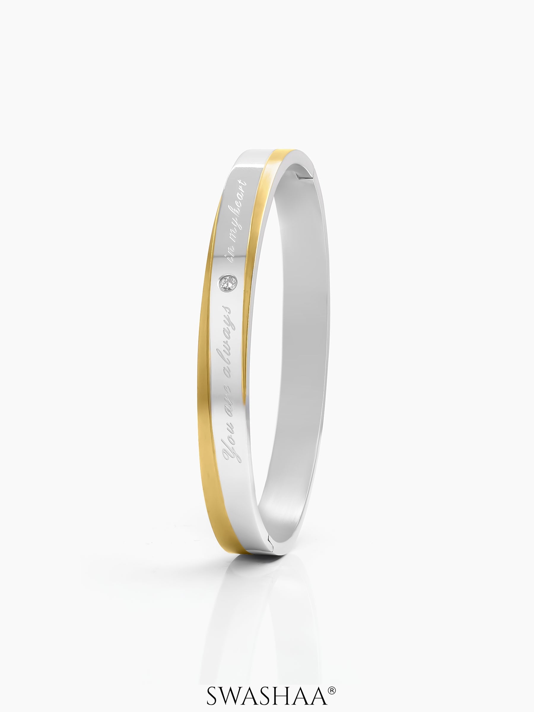 Forever Dual Tone Men's Kada 18K Gold Plated - Silver M