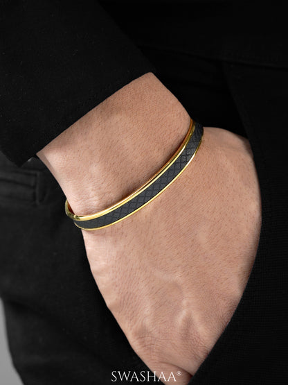 Fred Leather 18K Gold Plated Men's Bracelet