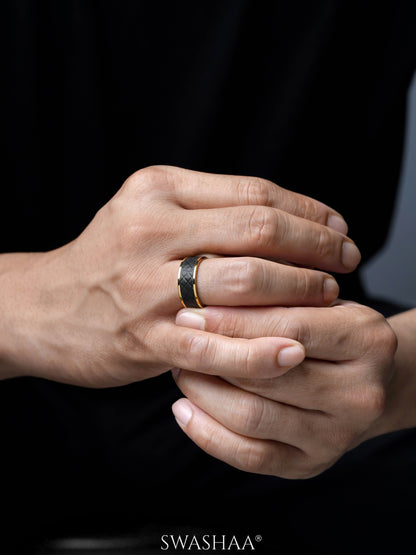 Fred Leather 18K Gold Plated Men's Ring