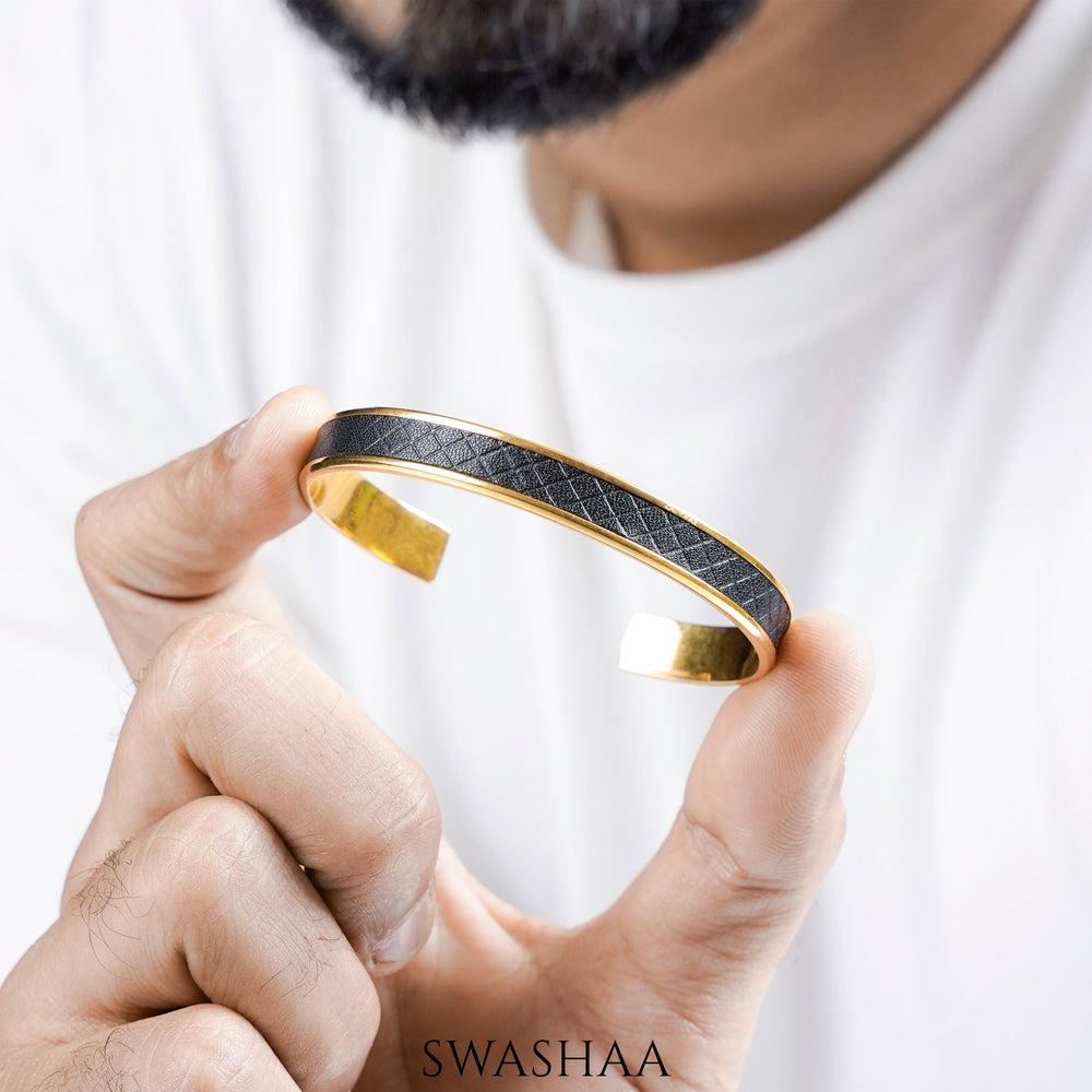 Fred Leather 18K Gold Plated Men's Bracelet Gold