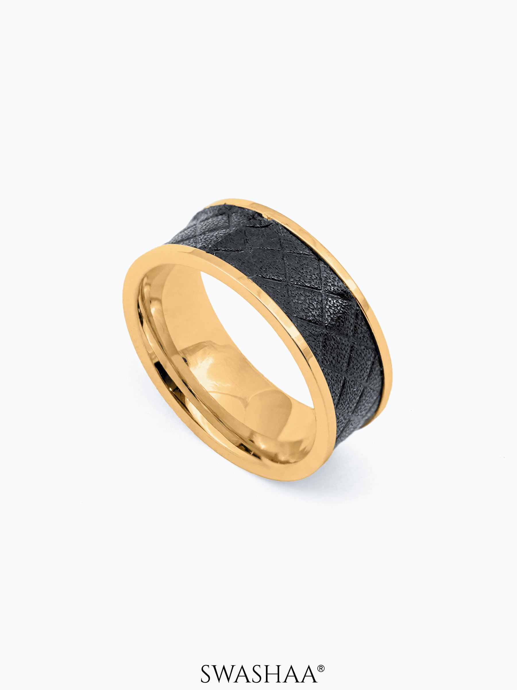 Fred Leather 18K Gold Plated Men's Ring