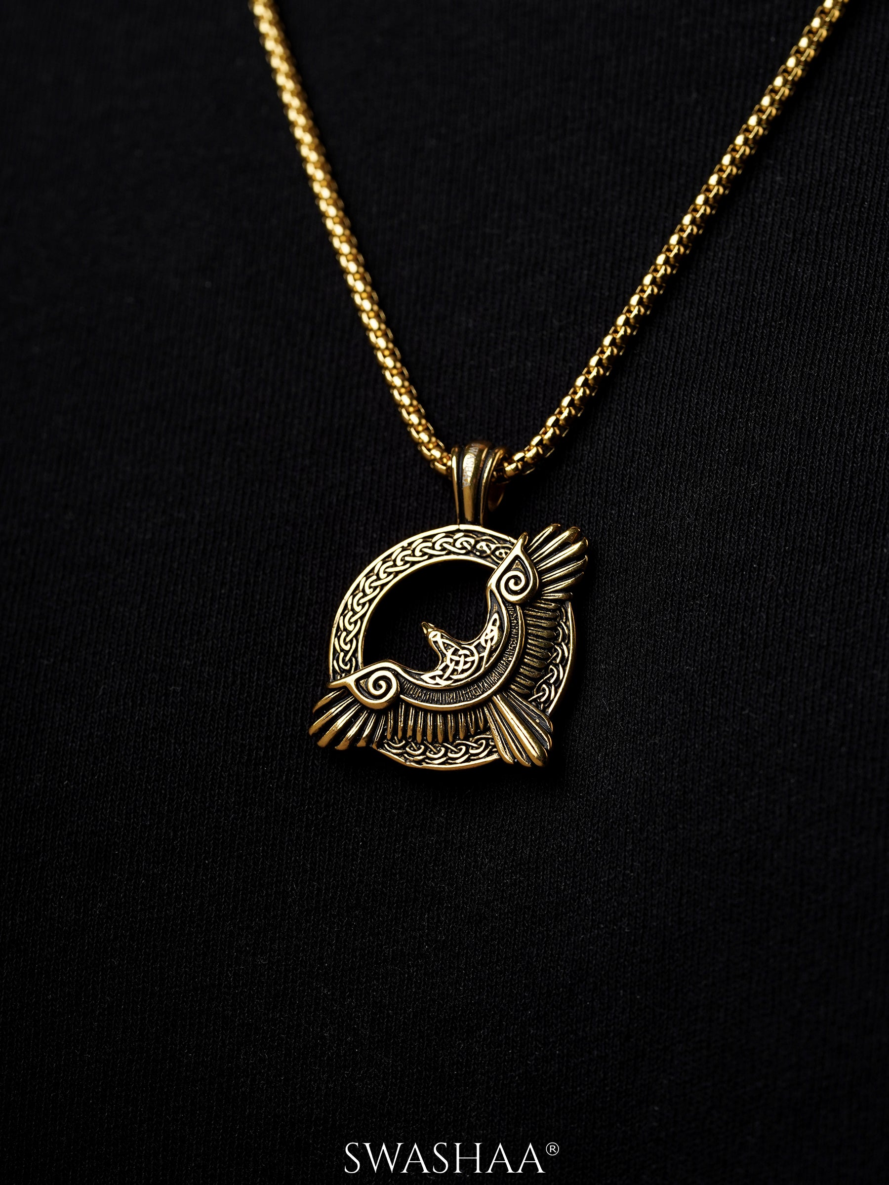 Froro Eagle 18K Gold Plated Men's Chain Pendant