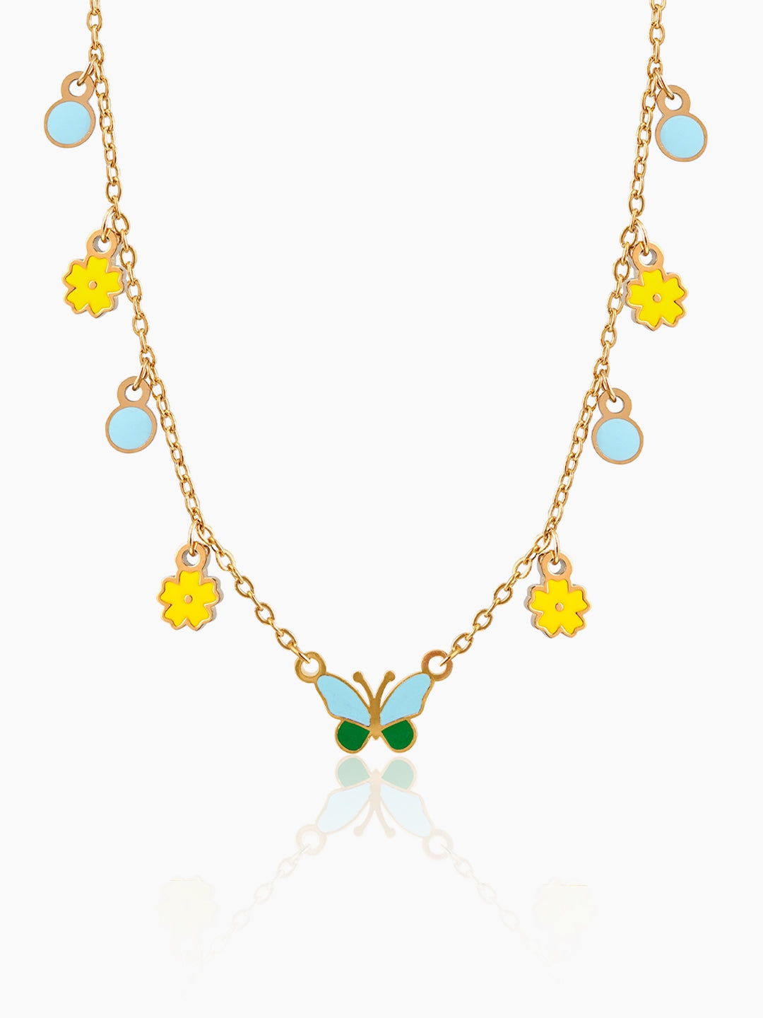 Furry Butterfly 18K Gold Plated Kid's Jewelry Set Of 3 - Necklace, Bracelet & Earrings