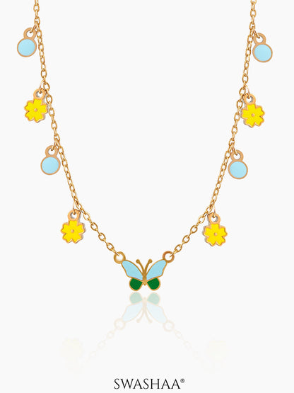 Furry Butterfly 18K Gold Plated Kid's Necklace Gold