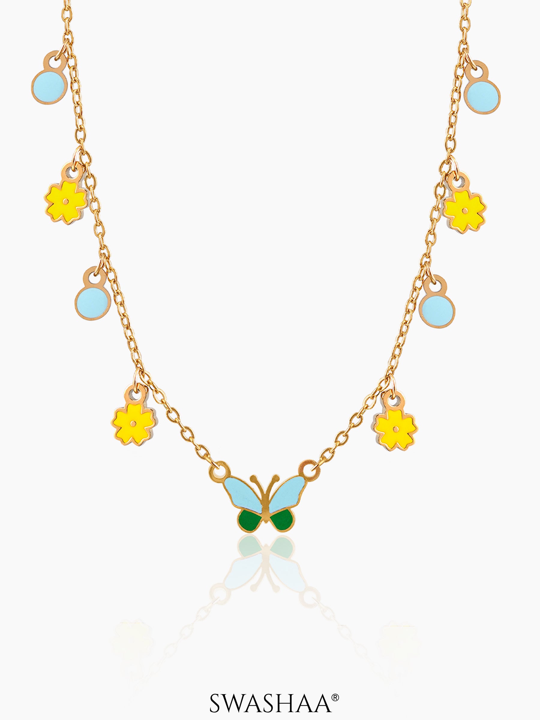 Furry Butterfly Kid's Jewlery Set Of 3 - Necklace, Bracelet & Earrings