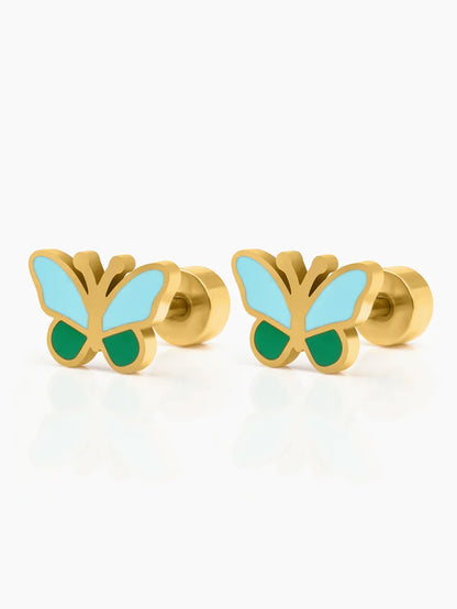 Furry Butterfly 18K Gold Plated Kid's Stud Earrings