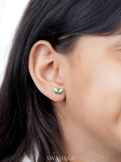 Furry Butterfly 18K Gold Plated Kid's Stud Earrings