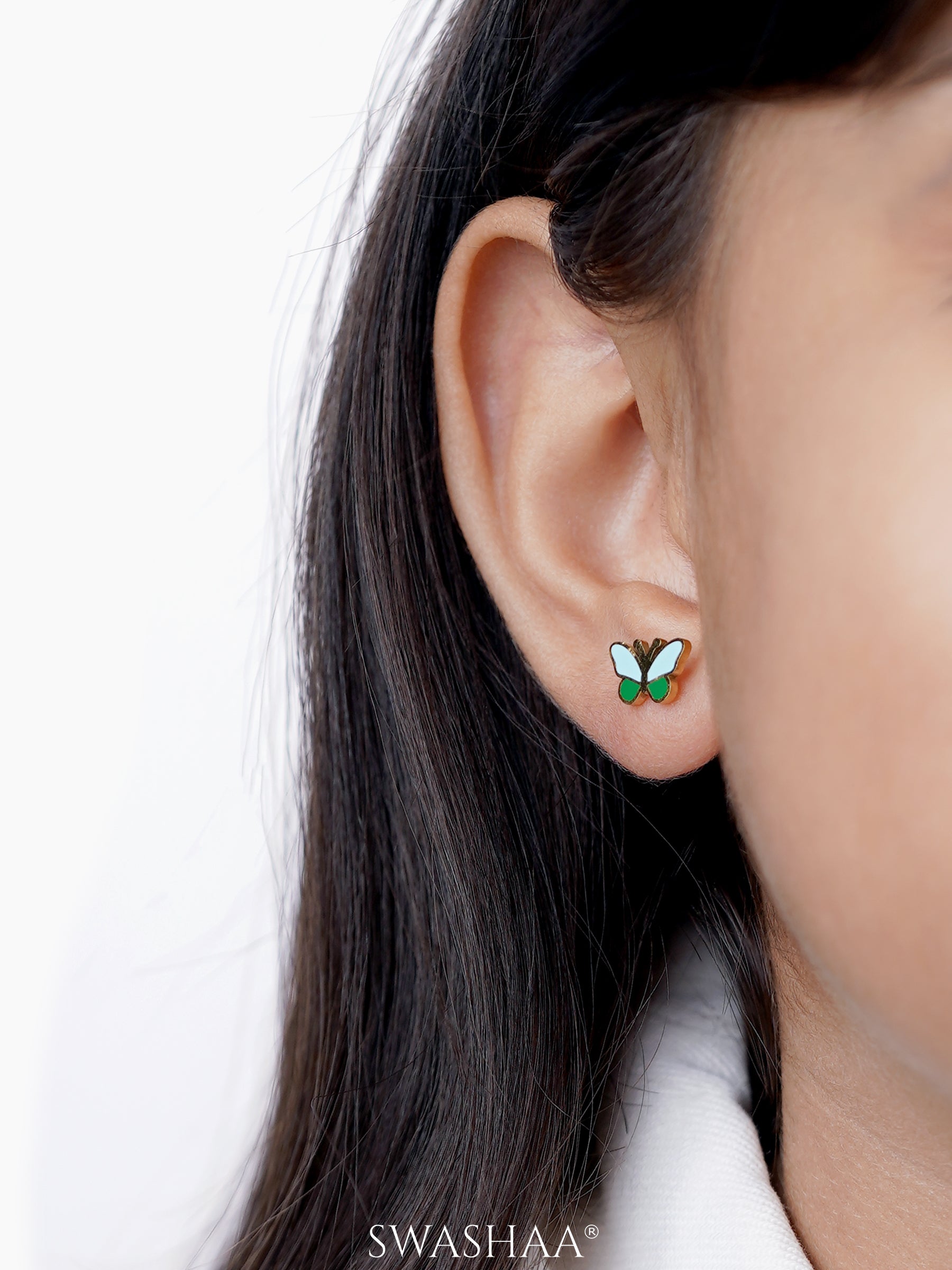 Furry Butterfly 18K Gold Plated Kid's Stud Earrings