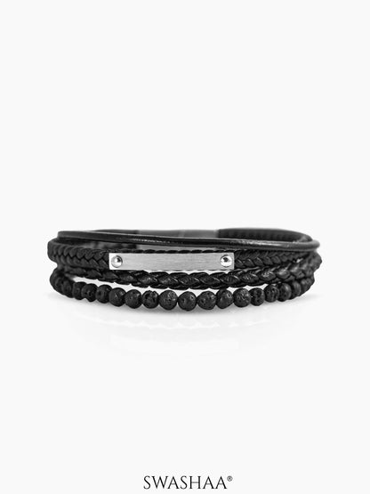 Fury Men's Leather Bracelet Black