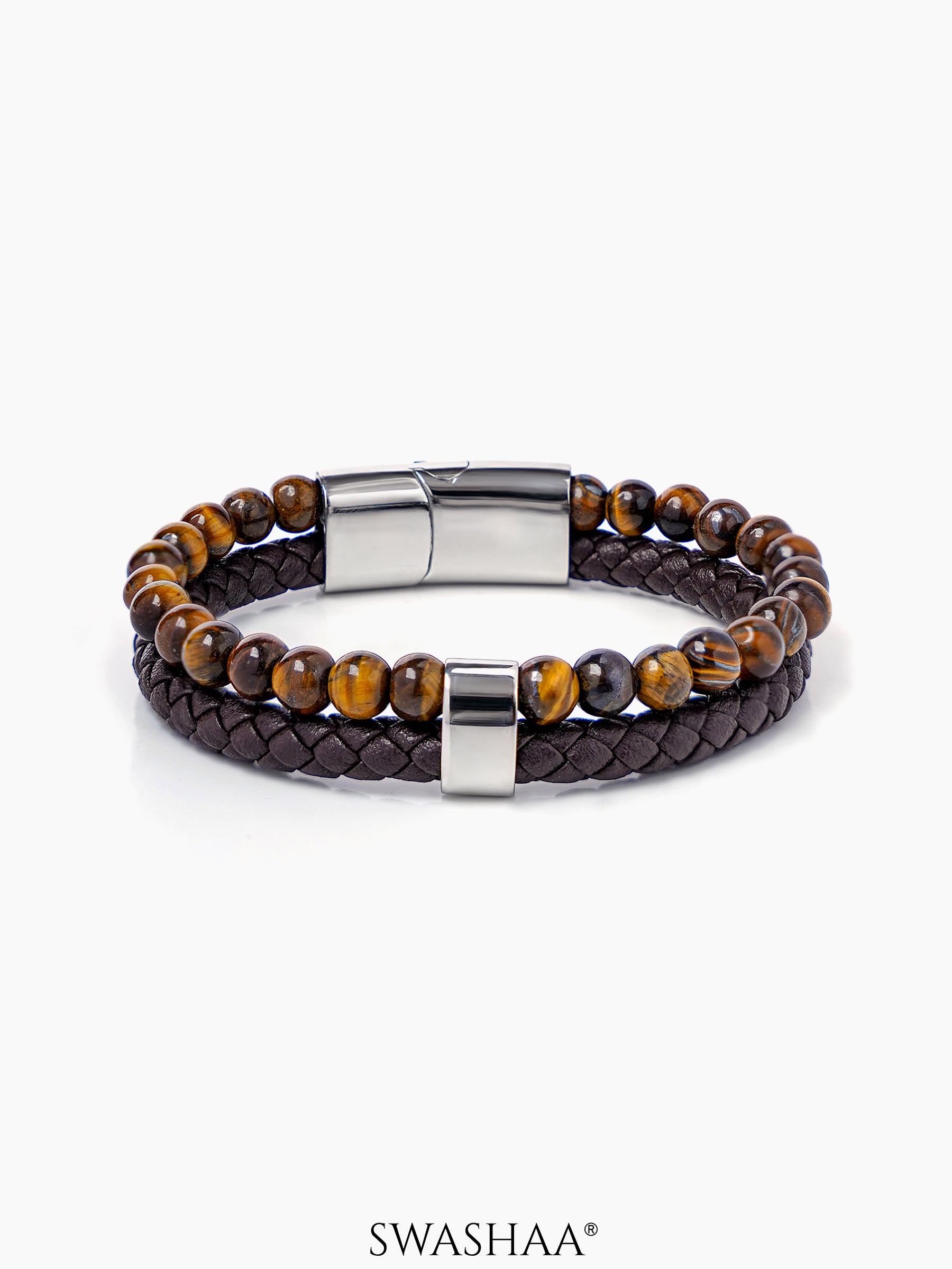 Galleo Men's Leather Bracelet Brown