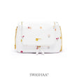 Garden Gems White Leather Shoulder Bag